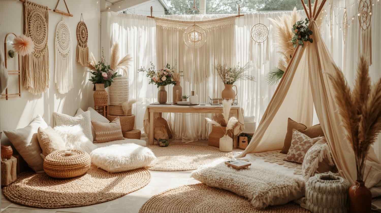 Bohemian Baby Shower Decor: Dreamcatchers, Florals & Cozy Vibes – A Soft, Free-Spirited Celebration for Modern Moms